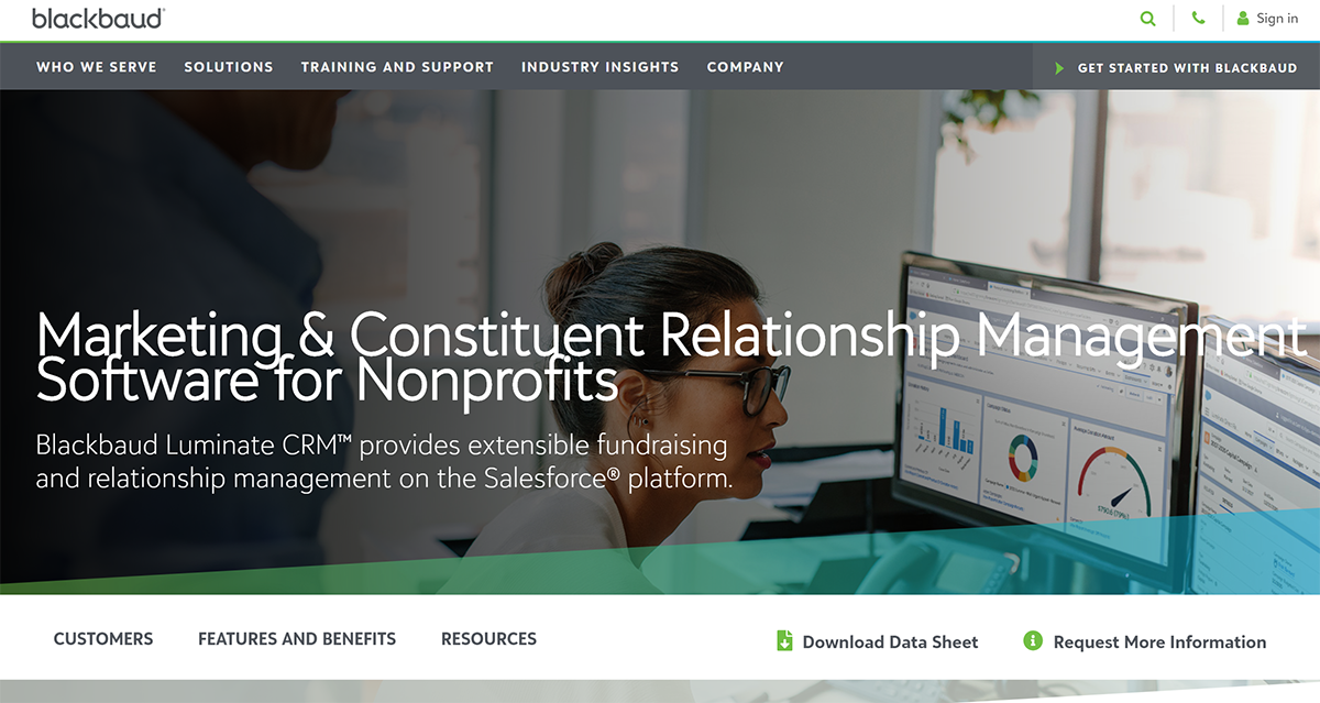 Learn more about Blackbaud Luminate CRM, one of the top Salesforce apps for nonprofits.