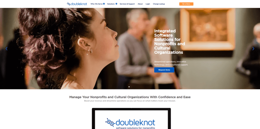 The website for Doubleknot, the top Blackbaud integration for cultural organizations.
