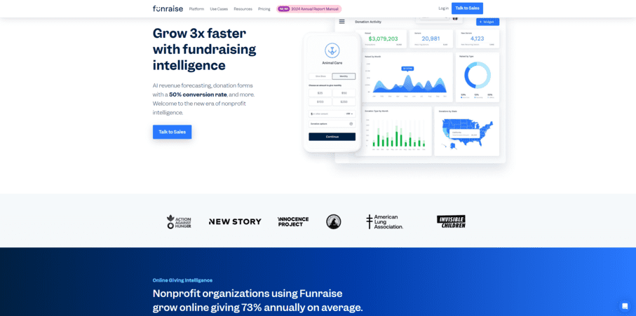The website for Funraise, one of the top Blackbaud integrations.