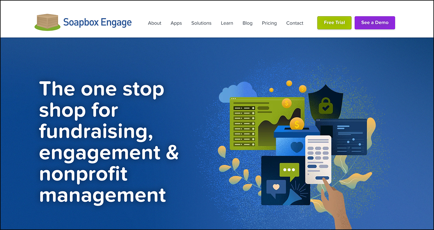 A screenshot of Soapbox Engage's homepage. 