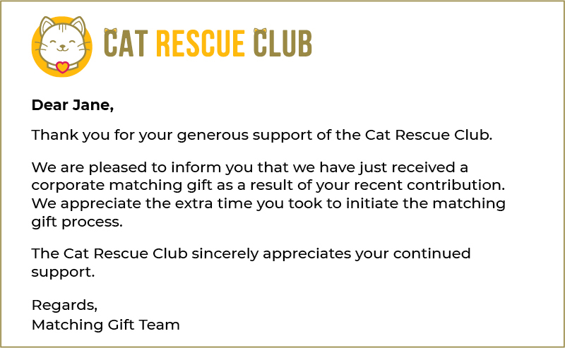 Here's an example of a matching gift letter recognizing a donor.