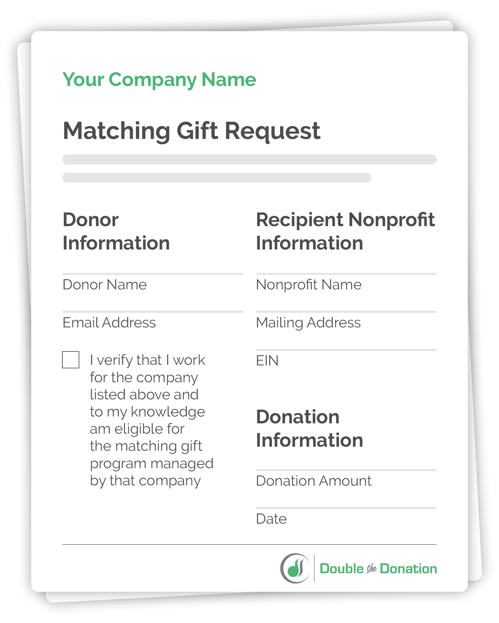 Starting a matching gift program with DTD's standard form
