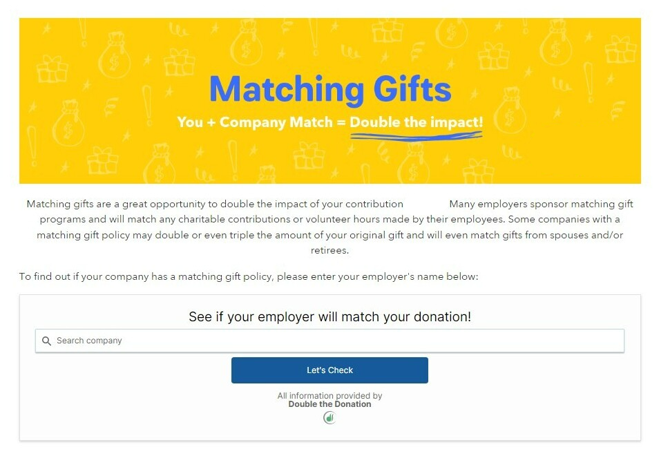 Matching Gift Page Example