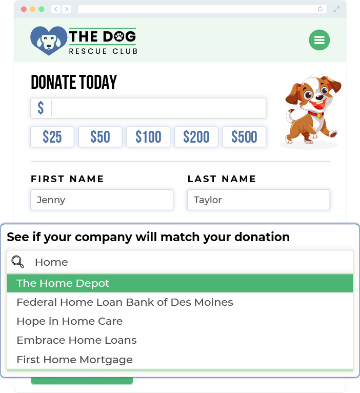 This image describes how you can use your online giving page to market matching gifts.