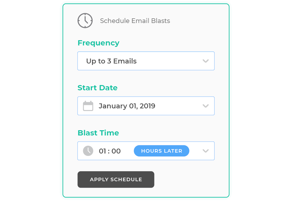 This email blast scheduling tool lets you easily schedule matching gifts reminder emails.