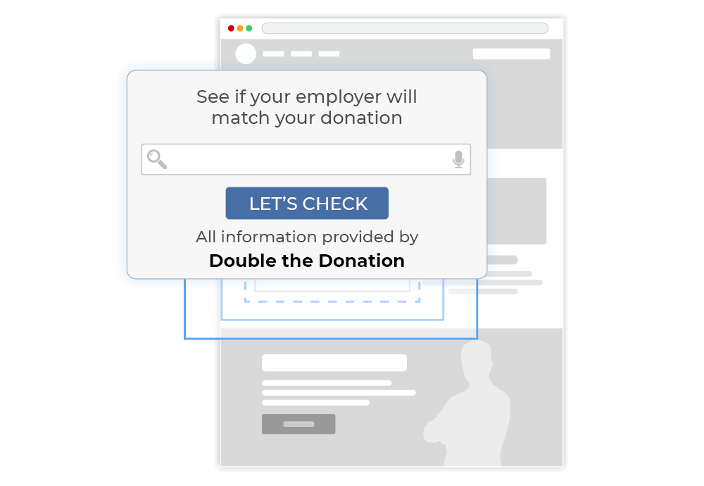 An example of a matching gifts search tool that makes it easy for donors to find their program.