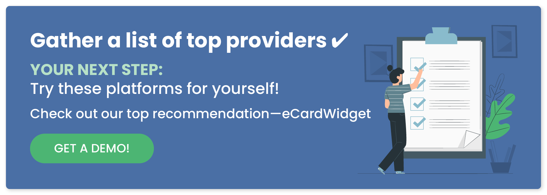 Get a demo of the top recommended employee recognition platform, eCardWidget.