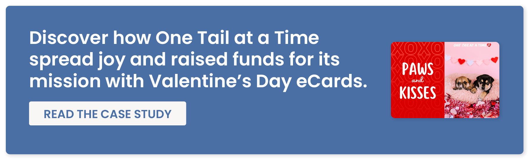 Discover how One Tail at a Time spread joy and raised funds for its mission with Valentine's Day eCards. Read the case study.