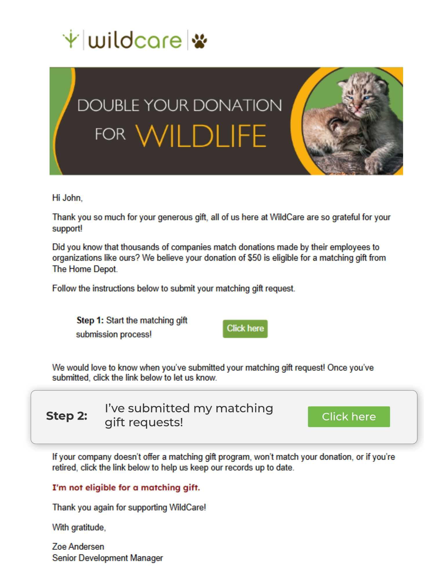 Implementing donation match best practices on your matching gift follow-up emails
