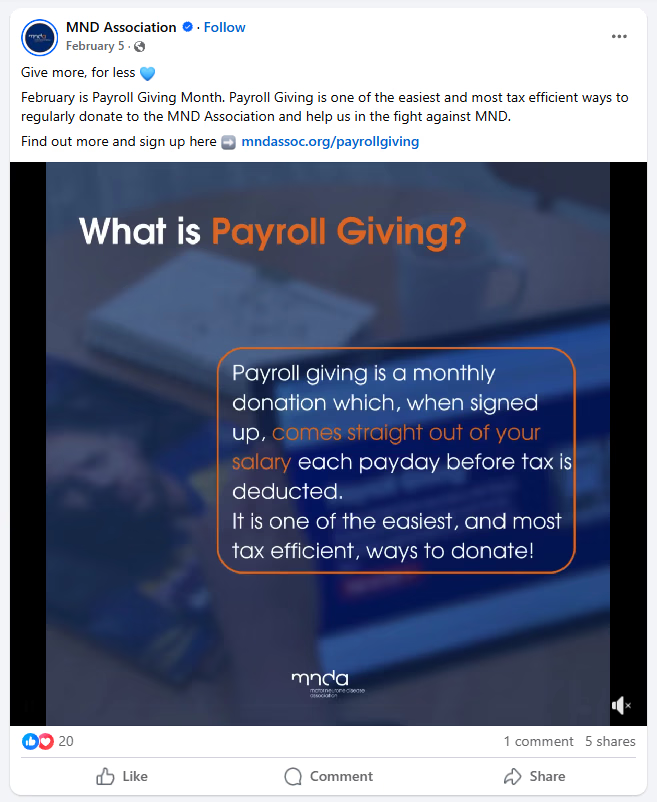 Example of a successful payroll giving promotion