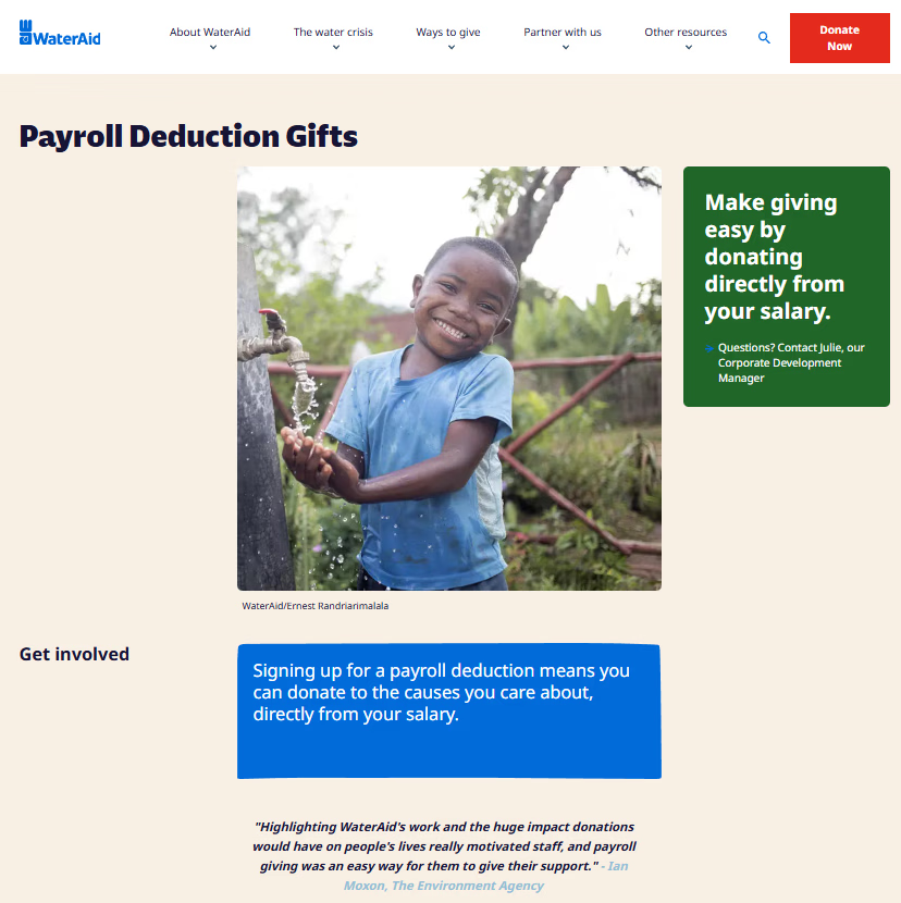 Example of a successful payroll giving promotion