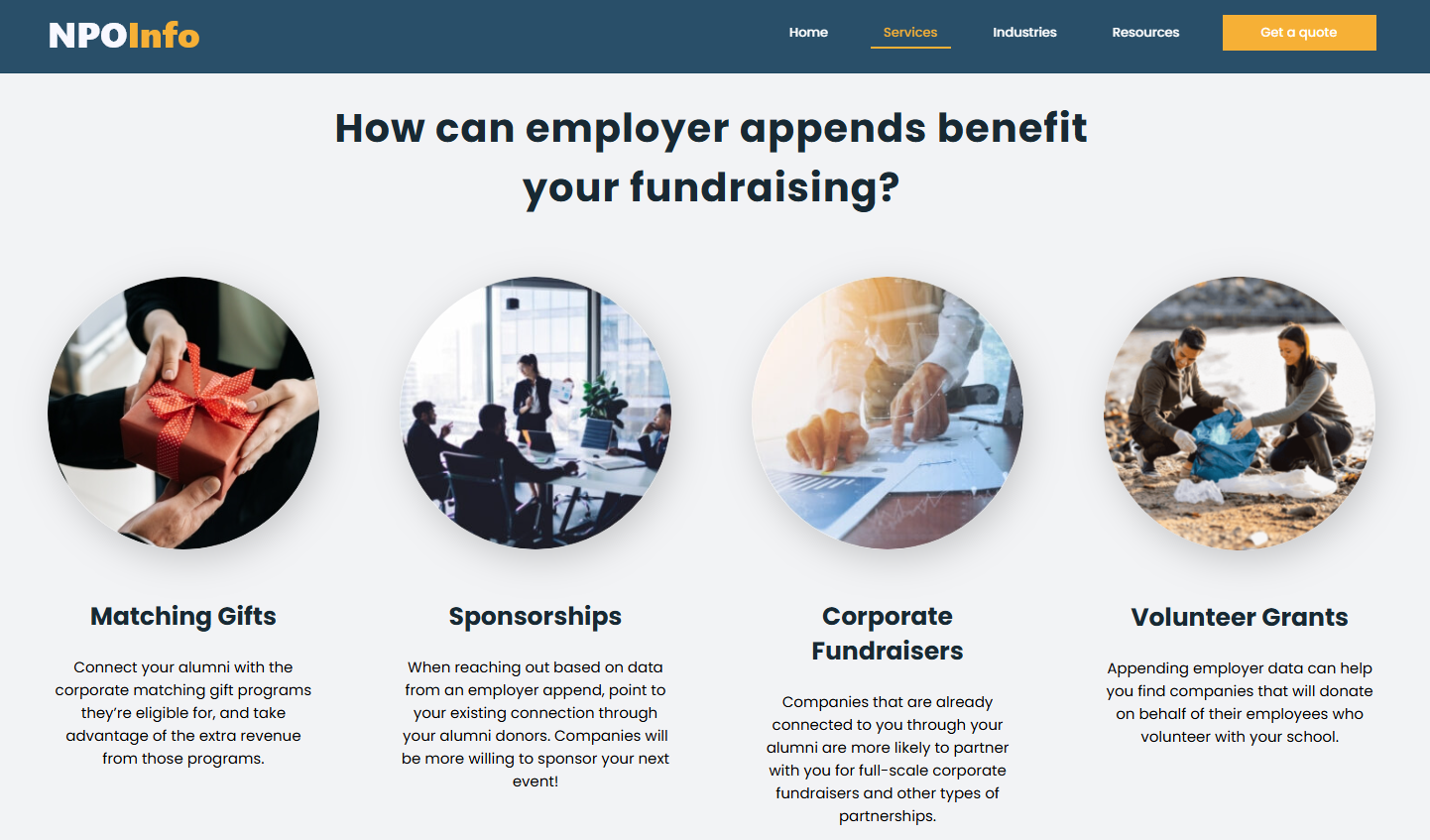 Maximize prospect research with NPO Info's employer append services.